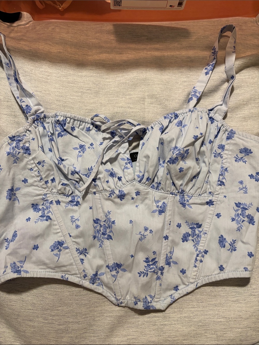 Cotton Candy Blue Floral Corset Crop Top